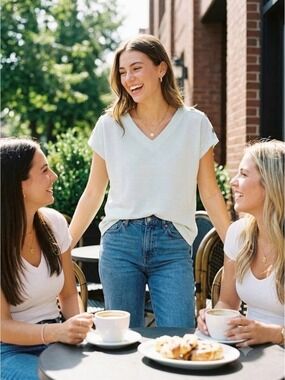 5/$20!! Jones New York Mint Ribbed V-Neck Short Sleeve Top